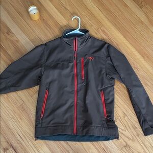Brown + orange details Outdoor Research jacket
